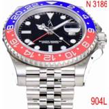 👉 Bezel 904L luxury Red&Blue Ceramic GMT- Mechanical Watches 1:1 Men sapphire glass Watch NOOB ETA 3186 AAA+