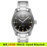 👉 Watch zwart 100M Waterproof NH35 Men's Automatic Luxury Sport Mechanical Wristwatch Full Sand Blasted Black Dial Rail master Homage