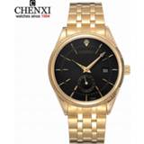 👉 Watch goud CHENXI Gold Men Watches Top Brand Luxury Famous Wristwatch Male Clock Golden Quartz Wrist Calendar Relogio Masculino