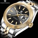 👉 Watch zwart steel New PAGANI Mechanical Men Wrist Automatic Retro Watches Waterproof Black Full Clock Montre Homme
