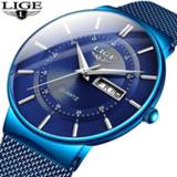 👉 Watch blauw steel 2019 New Blue Quartz Clock LIGE Mens Watches Top Brand Luxury For Men Simple All Waterproof Wrist Reloj Hombre