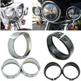 👉 Hoofdlamp For Harley Touring FLD Road King Electra Glide Trike Motorcycle 7'' Headlight Trim Ring 4.5inch Fog light virsor Bezel