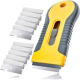 👉 Scheermesje vinyl Ceramic Glass Car Window Sticker Clean Razor Scraper +10pcs Blade Tint Wrap Glue Squeegee Remover Cleaner