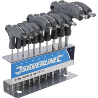 👉 Torxsleutel chroom Silverline Vanadium Torx Sleutels Met T-Handvat 10-Delig T9 t/m T50