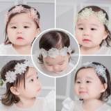 👉 Ornament baby's 20821 Baby garland lace pearl hair ribbon net gauze flower new European and American children ornaments