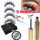 Oogpotlood LEKOFO 2 Pairs 3D 5 Magnetic Eyelashes Magnet Eyeliner Set Strip Long False Lashes Extension Mink faux cils magnetique