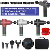 👉 Massager 4000r/min LCD Electric Percussion 20 Gears Hand Held Deep Muscles Relaxing Shock Vibration Therapy Device with 4 Heads