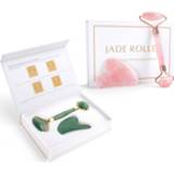 👉 Quartz Jade Roller Heart Guasha Scraping Board Slimming Face Lift Massager Facial Massage Facial Jade Stone Skin Beauty Care Set