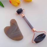 👉 Massager Face Roller Set Gua Sha Tool Natural Agate Stone Body Guasha Board Scraper Facial Slimming Health Care Massage