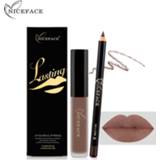 Lippenstift NICEFACE Lipstick Sets Long Lasting Matte Liquid Lipstick+Velvet Lips Pencil Makeup Waterproof Matt Batom Nude Lip Gloss