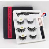 👉 Oogpotlood 3 pairs magnetic eyelashes and eyeliner set, 3D false waterproof tweezers set eyelash extension