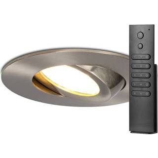 👉 Inbouwspot RVS aluminium Set van 8 stuks LED inbouwspots Napels IP65 Watt 2700K dimbaar 360° kantelbaar incl. afstandsbediening 8720365433740