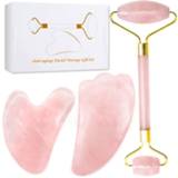👉 Massager rose Facial Crystal Jade Roller Face Lifting Tools Body Neck Skin Slimming Natural Stone Gua Sha Beauty Set Box Quartz