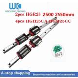 👉 Router Top Quality 2pc HGR25 Square Linear Guide Rail 2500 2550mm+4pc HGH25CA/flang HGW25CC Slide Block Carriages CNC Engraving