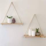 👉 Hanger Wood Decorative Wall Hanging Shelf Swing Rope Floating Shelves Plant Flower Pot Holder Dislplay Rustic Home Decor Storage