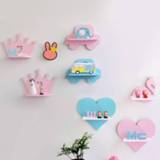 👉 Ornament roze kinderen Nordic Style Children Kids Room Wall Decoration Rack Pink Crown Car Flamingo Wooden Shelf Ornaments Dispaly Nursery Home Decor