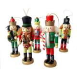 👉 Ornament 5pcs 12cm Wooden Nutcracker Doll Soldier Miniature Figurines Vintage Handcraft Puppet New Year Christmas Ornaments Home Decor