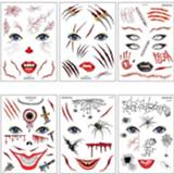 👉 Tattoo Halloween Stickers Make-up Ball Decoration Death Mask Funny Disposable Waterproof and Easy To Clean