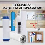 👉 Waterfilter 5Pcs 5 Stage Reverse Osmosis RO Water Filters Replacement Set with Filter Cartridge 75 GPD Membrane Purifier