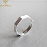 👉 Zilver vrouwen XIYANIKE 925 Sterling Silver Handmade Rings Korean Creative Geometric Jewelry for Women Wedding Couple Size 17mm Adjustable