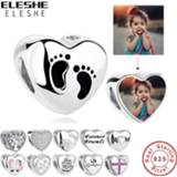 👉 ELESHE Romantic Custom Photo Heart Charms fit Original Pandora Bracelet 925 Sterling Silver Beads DIY Original Jewelry Making