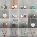 👉 Zilver vrouwen High Quality Original 925 Sterling Silver Classic Double Heart Necklace with Logo Women's Jewelry Gift Free Shipping