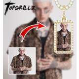 👉 Hanger TOPGRILLZ custom photo square medallion pendant iced zircon men hip hop fashion jewelry