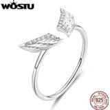 👉 Zilver vrouwen WOSTU Wings Fashion Ring 925 Sterling Silver Zircon Open Adjustable Finger For Women Wedding Luxury Jewelry Gift CTR108