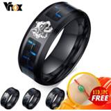 👉 Vnox Men's 8mm Personalize Laser Engraved Wolf Dragon Bands Ring Black Stainless Steel with Carbon Fiber Custom Gifts Jewelry