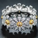 👉 Zilver vrouwen CHARLINLIOL 925 Sterling Silver Daisy Flower Rings for Women Cute Zircon Inlay Sunflower S925 Ring Wedding Engagement Jewelry
