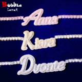 👉 Hanger vrouwen Custom Name Cursive Letter Necklace for Women Micro Pave Pendant Solid Back Hip Hop Rock Street Jewelry