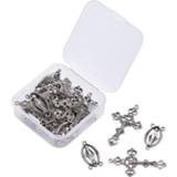 👉 Hanger alloy 10 Sets Rosary Cross and Center for Bead Necklace Making, Crucifix Pendants Virgin Links Lead Free