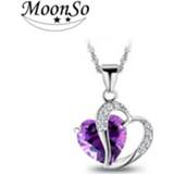 👉 Hanger purper zilver vrouwen Purple stone Real Sterling Silver Cubic zircon Necklaces & Pendants 925 with Chain for Women jewelry x670