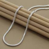 👉 Zilver vrouwen Hot Sale 3mm 50cm Snake Chain Necklace Silver 925 Jewelry for Women Men Trendy