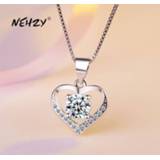 👉 Hanger zilver vrouwen NEHZY 925 Sterling Silver New Woman Fashion Jewelry High Quality Crystal Zircon Heart-shaped Retro Pendant Necklace Length 45cm