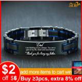 👉 Armband zwart steel Vnox Personalize TO MY DAD Bracelets for Men Top Quality Black Heavy Stainless Gents Wristband Custom Father's Day Gift