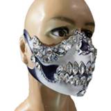 👉 Ornament Terror Pearl Rhinestones Mask Male Female Stage Accessories Funny Halloween Party Show Singer Dancer Performance Stones