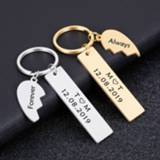 Keychain jongens meisjes A Pair Couple Gifts for Husband Wife Boyfriend Girlfriend Valentines Customized Date and Two Initials Keychains Him