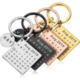 👉 Keychain steel jongens meisjes DIY Personalized Calendar Hand Carved Keyring Gift for Boyfriend Girlfriend Stainless Private Custom