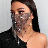 👉 Vrouwen 2020 New Fashion Crystal Masquerade Mask Women Party Jewelry Fishing Net Metal Rhinestone Tassle Shining Face