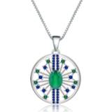 👉 Hanger donkergroen zilver vrouwen GEM'S BALLET 925 Sterling Silver Round Vintage Pendant Necklace for Women Party Natural Green Agate Gemstones Fine Jewelry