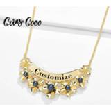 👉 Hanger goud alloy vrouwen Cring Coco Personalized Name Necklaces Top Quality Gold Color Flower Custom Letter Pendants for Women Mother New