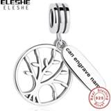 👉 Armband zilver ELESHE 925 Sterling Silver Bead Custom Engrave Name Family Tree Dangle Charms Fit Bracelets Personalized DIY Jewelry