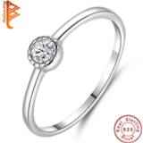 👉 Zirconia zilver vrouwen Genuine 925 Sterling Silver Cubic Round Crystal Rings for Women Engagement Anniversary Finger Jewelry Gift