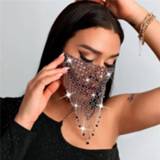 👉 Bandana Sexy Diamond Reusable Face Nose Mouth Adjustable Glitter Mask Sparkly Rhinestone Party Gift