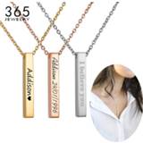 Steel vrouwen Fashion Stainless Engrave 4 Sides Custom Name Geometry Necklace Women Men Personalized Square Bar Creative Gift