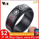 👉 Vnox Spinner Chess Ring for Men Black Stainless Steel Chinese Character Engraved Lucky Blessing Customized Ring