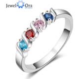 👉 Zirconia vrouwen JewelOra Customized 4 Birthstone Finger Ring Personalized DIY Wedding Rings for Women Unique Gifts Mother Size 6-12