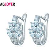 👉 Zirconia vrouwen AGLOVER Multi Color Cz Cubic Earrings For Women's Fine Flowers Shiny Crystal Wedding Jewelry Couple Gifts