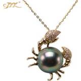 👉 Hanger zwart goud JYX Peacock Black Tahiti Necklace Seawater chain 14K Gold 10mm Round Pearl Pendant Necklaces